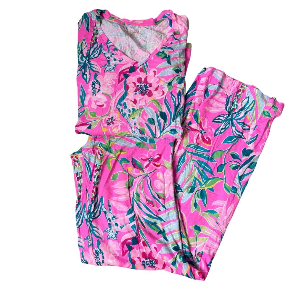 Lilly Pulitzer Pink 2 Piece Long Sleeve Pajama Set